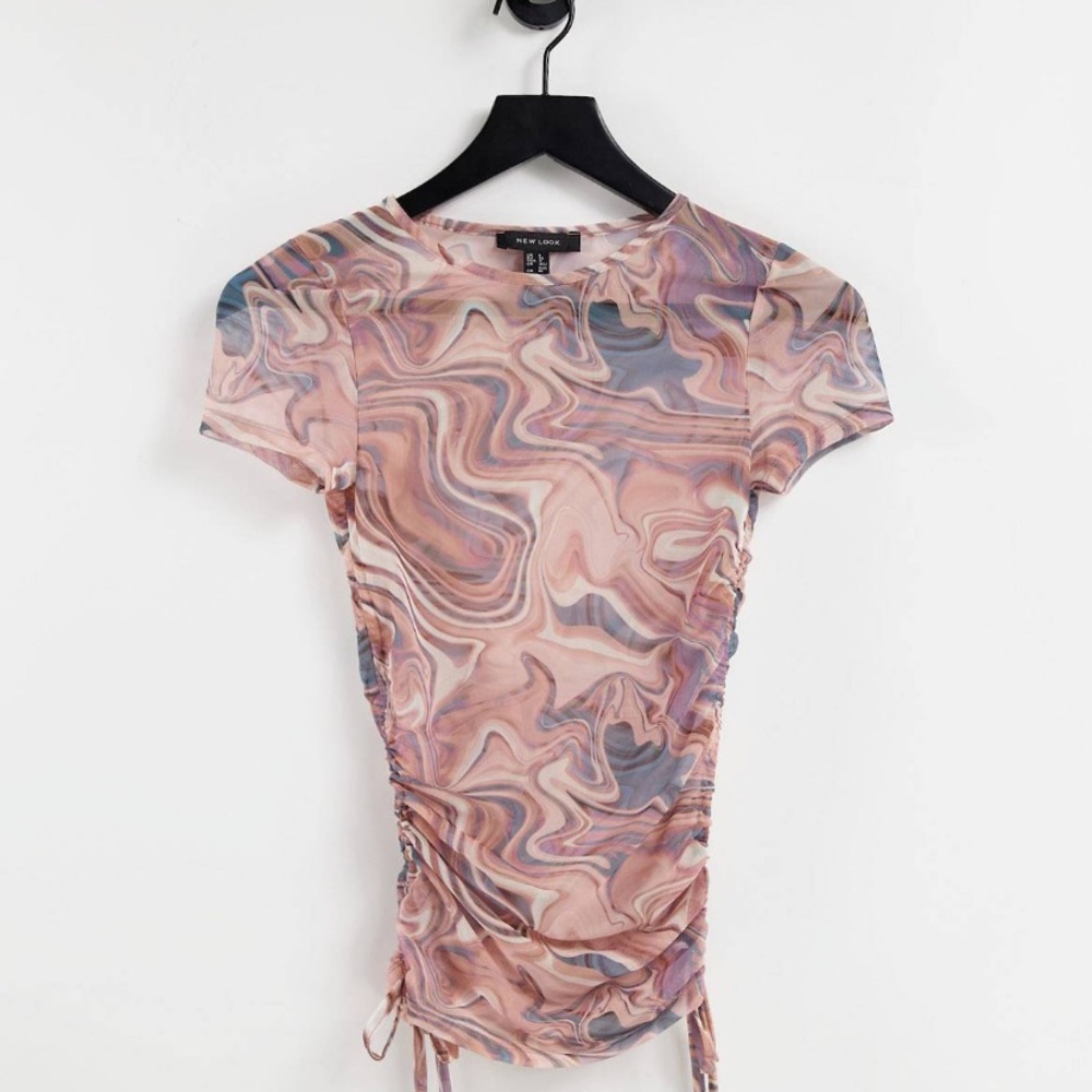 Mesh patterned shirt with runched side from ASOS